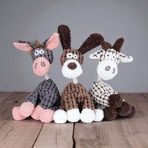 3-Pack Plush Farm Animal Dog Toy Set – Soft & Squeaky  (27cm x 8cm)