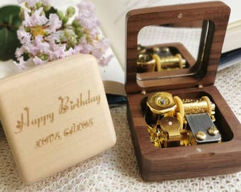 Personalized Music Box with Photo & Custom Song Engraved Wooden Keepsake Gift for Couple or Kids Anniversary Birthday Christmas Valentines