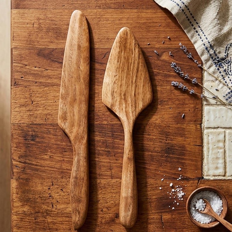 Set di coltelli per torta nuziale con nome personalizzato inciso, in legno di acacia, regalo per addio al nubilato, decorazione per ricevimento di nozze, regalo di anniversario e fidanzamento. immagine 7