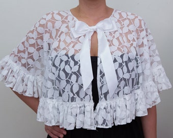 Sample Sale Ivory Eve Cape with Ruffles