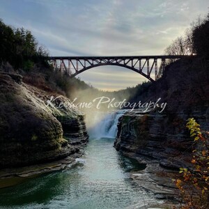 Letchworth State Park Upper Falls Matte Print — New York Nature Wall Art, Waterfall Landscape Photography Decor