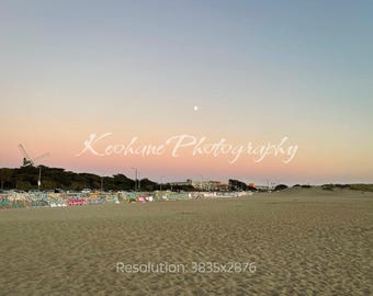 Ocean Beach San Francisco Sunset Digital Print — Pastel Sky Wall Art, Coastal Landscape Photography, California Beach Decor
