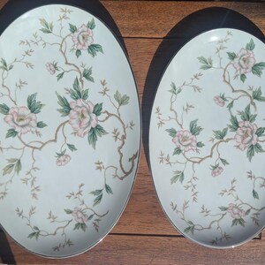 Noritake Chatham Oval Serving Platters | 12” & 14” Sizes| Pink Floral | Platinum Trim | Mid Century | Replacement