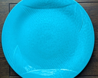 Red Wing Fondoso Turquoise Cake Plate | Gypsy Trail | Art Deco | 1939 – 1943 | Minnesota Pottery