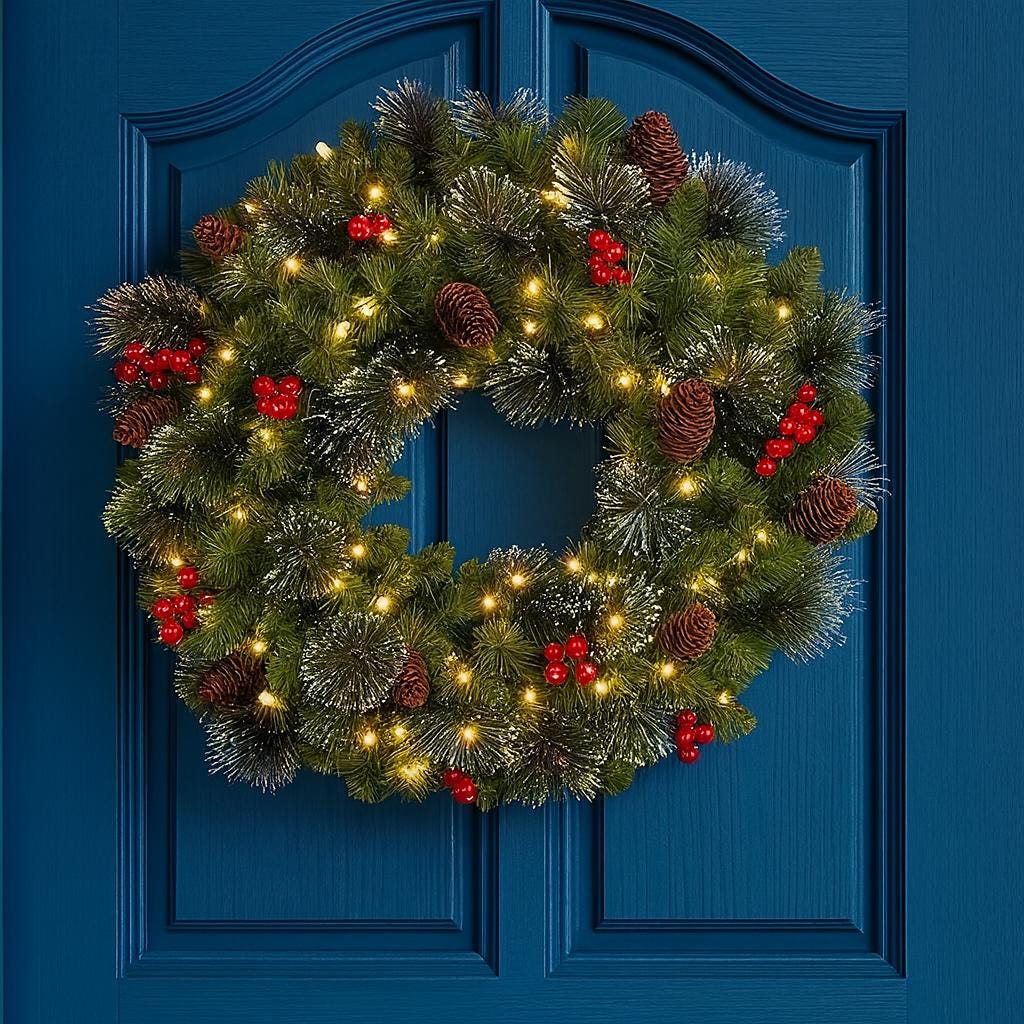 Christmas wreath prelit artificial - Etsy 日本
