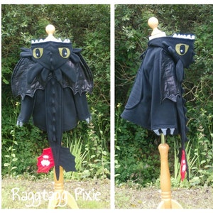 TOOTHLESS inspired Dragon Hoodie, Dragon costume, Fancy dress, fleece, Jacket, Wings, Kids, Baby, costume