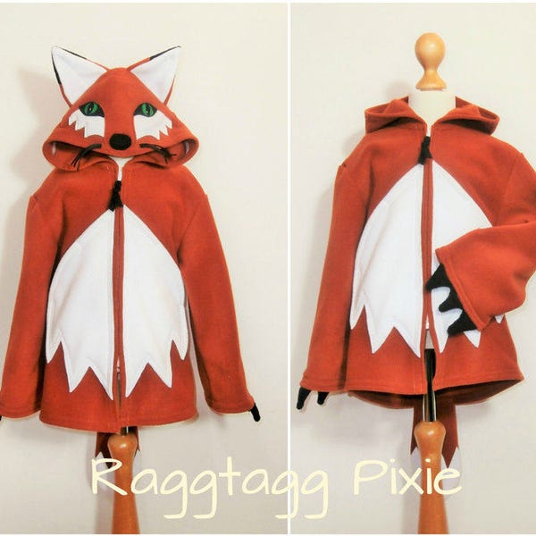 FOX HOODIE Kids, Baby, Costume, Animal, Fleece, Jacket, Fancy Dress, Costume