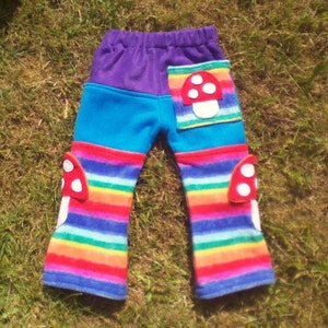 RAINBOW TOADSTOOL Mushroom Pockets Trousers Kids fleece