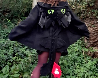 Disfraz de dragón inspirado en Desdentado: Cosplay de Desdentado para adultos, chaqueta de Furia Nocturna Negra, disfraz de Cómo entrenar a tu dragón