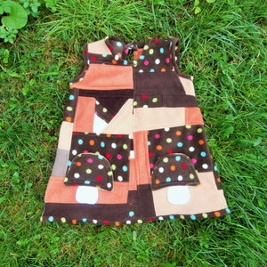 PATCHWORK DRESS 4-6 years with Toadstool Pockets Pixie Fleece Winter Pinafore Fairy Faerie Woodland Psy KIDS