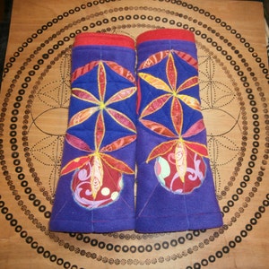 ARM WARMERS, Hand Warmers, Flower of Life, Sacred Geometry, Gloves, cuffs, sleeves, Applique