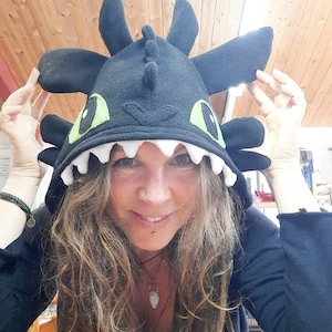 TOOTHLESS inspired HAT with  Ears, Horns, Eyes, Teeth
