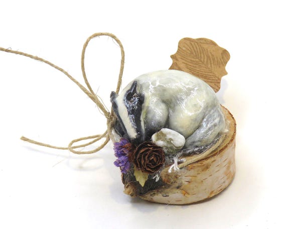 Forest Badger Miniature Handmade Sculpture