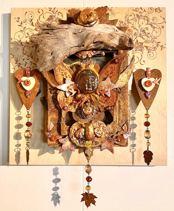 Forest Fox’s Zen Wings Mixed Media Wall Nicho Shrine