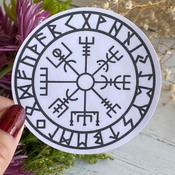 Vegvisir sticker decal, Viking compass, Norse mythology,