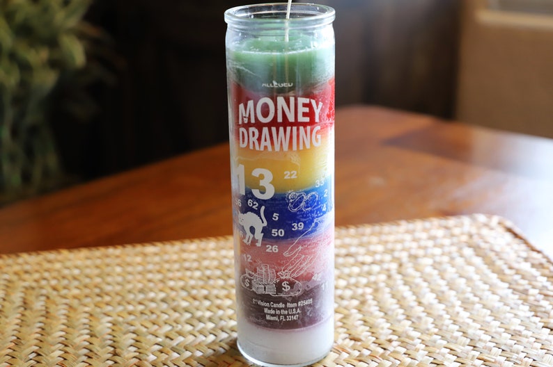 Money Drawing 7 Day Ritual Candle Lucky Candle Novena Etsy