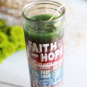 Faith and Hope 7 day ritual candle, Good luck, Health, Wealth, Altar candle