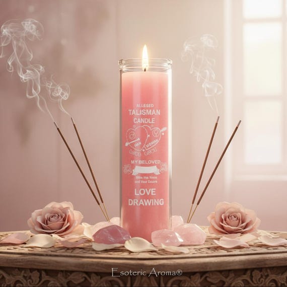 LOVE LUXURY CANDLE - ピンク Love Drawing 7 Day Ritual Candle: Pink Unscented Screen Printed