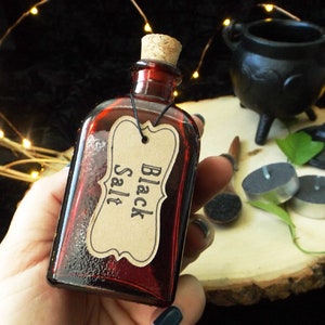 Ritual Black Salt and Bottle - 4oz, Witches Salt, Protection Salt, Banishing Salt, Hoodoo, Root Worker, Altar Salt, Pagan, Wiccan