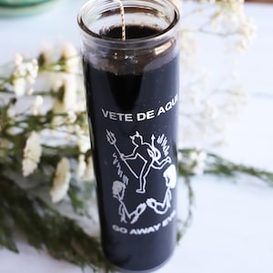 Go Away Evil 7 Day Ritual Candle, Black Candle, Altar Candle, Unscented Candle