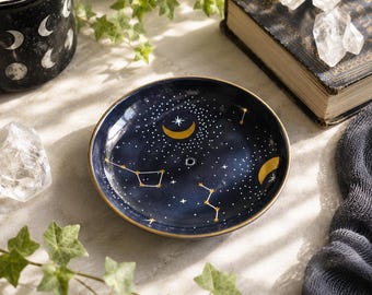 Constellation Incense Holder: Blue Celestial Ceramic Burner for Sticks and Cones