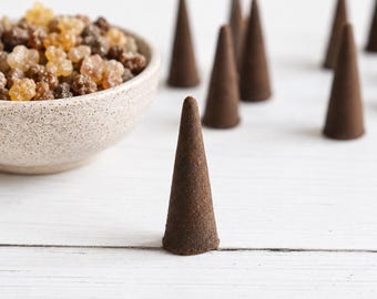 Frankincense Myrrh Incense Cones (20pk): Meditation & Prayer Aroma