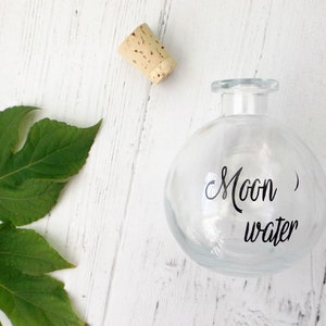 Moon Water Glass Bottle - Moon Magic, Wiccan, Witchcraft, Lunar Magick, Altar Tool
