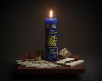 Blue Fast Money Blessings 7 Day Ritual Candle: Wealth, Prosperity, Abundance - Etsy