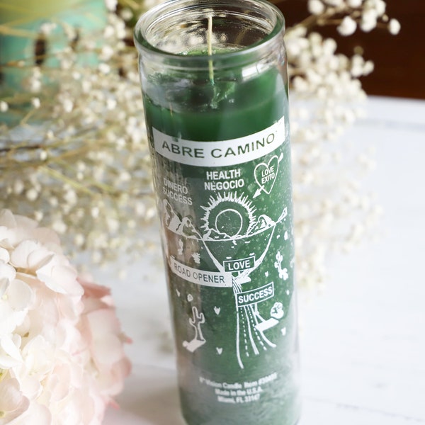 Road Opener 7 day ritual candle (Green), Abre Camino candle, Altar tool, Altar supply