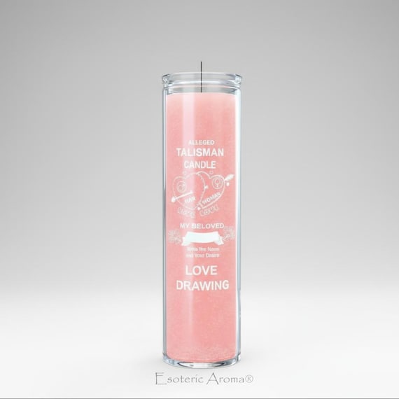 Love Drawing 7 Day Ritual Candle: Pink Unscented Screen Printed