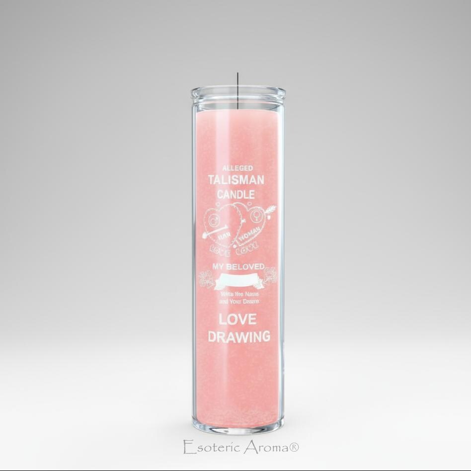 Love Drawing 7 Day Ritual Candle: Pink Unscented Screen Printed