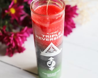 Triple Reversible Spell Candle, Ritual Candle, Red Black Green, Hex Breaking, Negativity Banishing