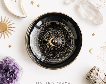 Astrology Wheel Incense Holder: Zodiac Dish for Sticks and Cones