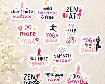 Yoga Sticker Pack 12pc: Zen Quotes & Mindful Vibes