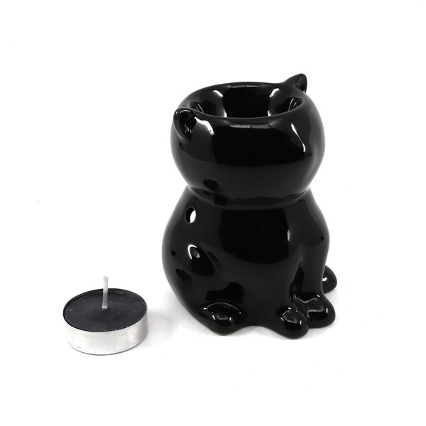 Black Cat Ceramic Oil Burner Warmer Altar Decor Wiccan Gift