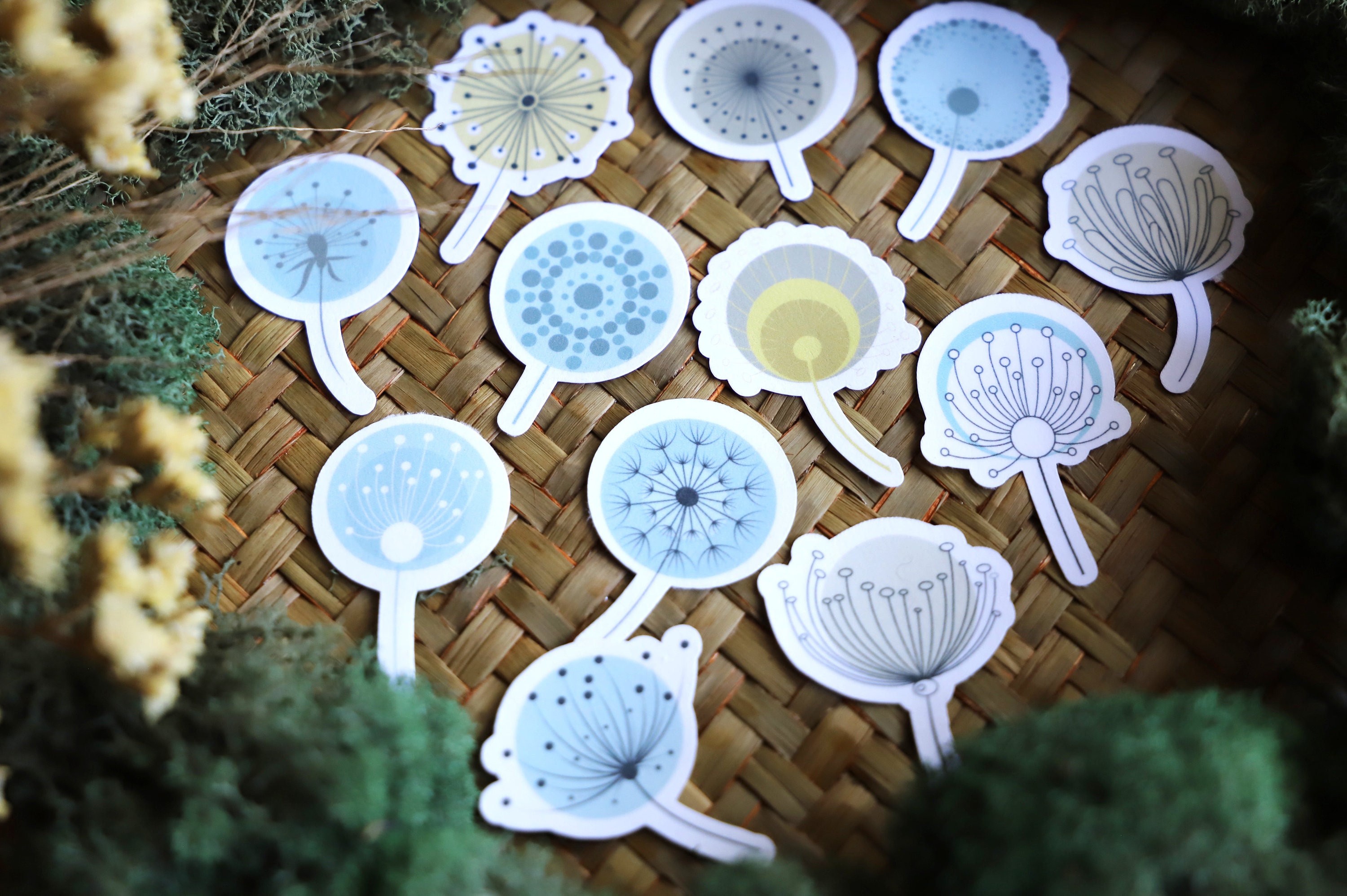 Dandelion Sticky Notes Minimalist Dandelion Sticker Pack (12pcs), Summer, Spring, Journal ...
