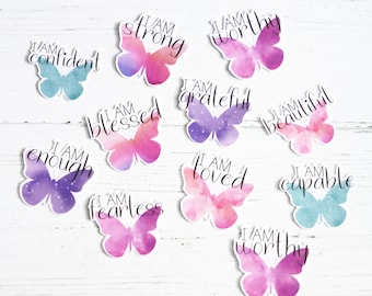 Butterfly Affirmation Sticker Set (10 pack), Inspiration, Stickers for Kids, Journal, Locker, Cup Sticker, Laptop Stickers