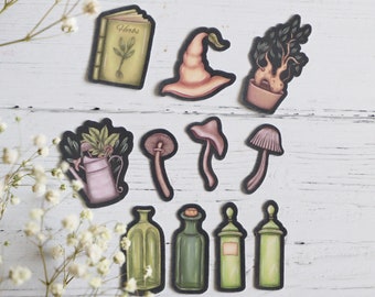 Herbal Witch sticker pack set (11 pieces), Witch stickers, Apothecary, Garden Witch, Wicca, Wiccan