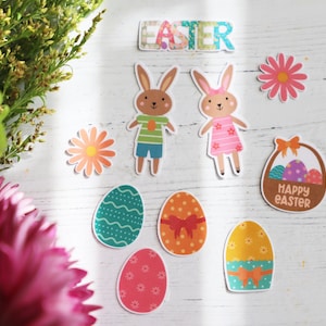 Easter Sticker Set (10 pack), Easter Basket, Stickers for Kids, Phone Stickers, Pastel, Easter Eggs