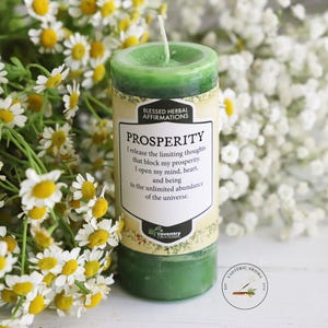 Prosperity Small Pillar Candle - Lightly Scented, Wealth, Abundance, Attraction, Money