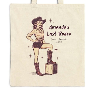Personalized Tote Bag, Custom Bachelorette Party Bag, Personalized Maid of Honor Gift, Cowgirl Theme, Western Wedding Favor, Bride Tribe Bag