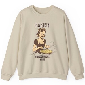 Backen Rundhals-Sweatshirt: Retro Bäckerei Humor, bequemer Pullover