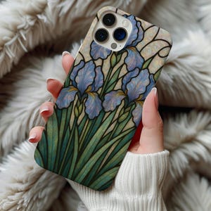 Wildflower Stained Glass Effect Phone Case, Floral 3D Mosaic Tough Case, Stained Glass Pearl Effect with Flowers, Case for iPhone Samsung