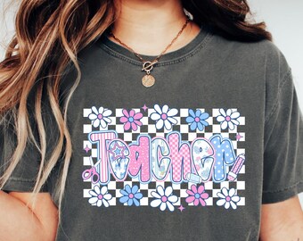 Floral Teacher Shirt Gift for Teacher, Retro Teach Tee, Teacher Appreciation, Teacher Graduation, Student Teacher Gift