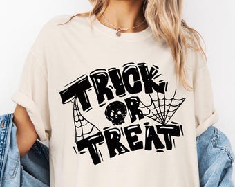 Koszulka na Halloween „Cukierek albo psikus”, prezent na Halloween, koszulka na Halloween dla dzieci, prezenty na Halloween dla dzieci, damska koszulka na Halloween
