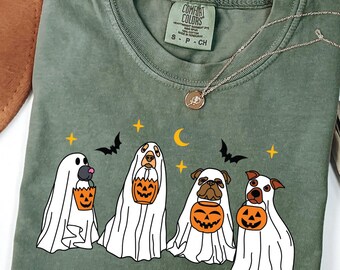 Halloween T-Shirt, Сute Ghost Dog, Halloween Shirt, Ghost T-shirt, Dog Lovers Shirt, Halloween Dog Shirt, Spooky Season