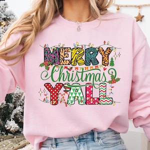 Merry Christmas Yall Sweatshirt,Merry Christmas Shirt,Retro Christmas Shirt,Holiday Shirt Gift,Christmas Family Shirt,Xmas Gift,Holiday Gift