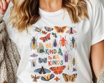 Wees aardig voor alle soorten shirt, T-shirt vlindervlinders, insecten en insecten, oversized natuur esthetische grafische retro vintage tshirt