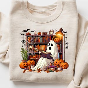 Ghost Reading Books Shirt, Librarian Ghost Halloween, Halloween Teacher Sweatshirt, Halloween Shirt, Teacher Gift, Boo School