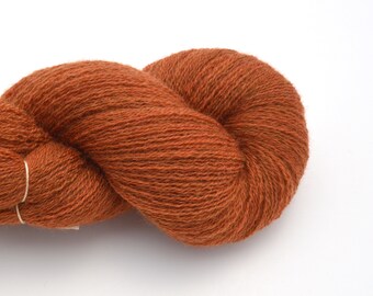 Lace Weight Merino Wool Recycled Yarn in Burnt Orange, Reclaimed and Ecofriendly, Lot 070523